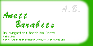anett barabits business card